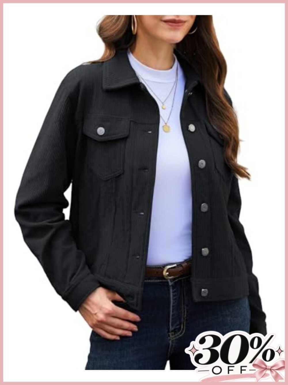 Corduroy Button Down Collared Coat
